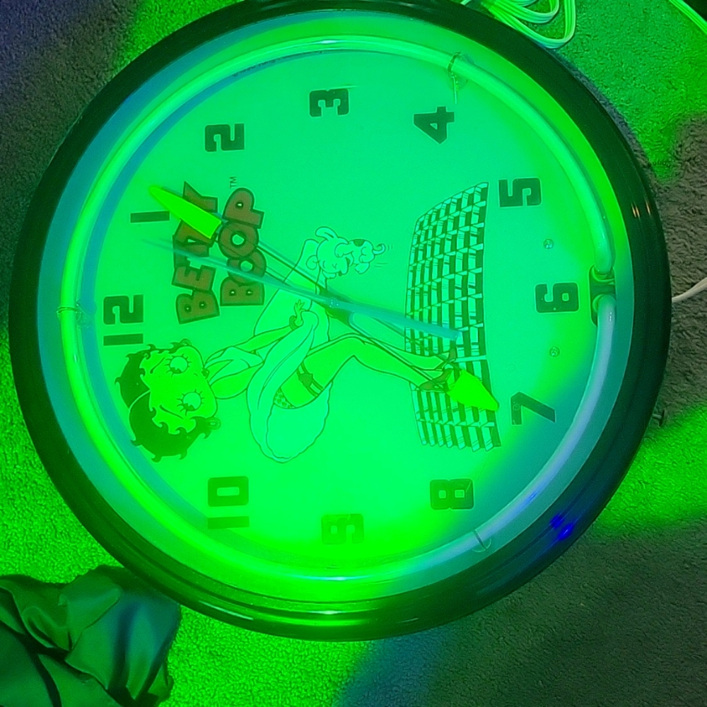 Betty Boop NEON Blue Wall Clock